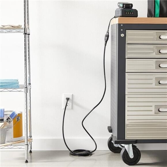 Indoor Extension Cord, 13 Amps, 125V, 10 Foot, Black - Pack of 2 - Picture 6 of 7